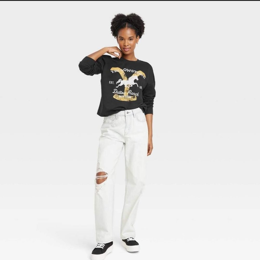Women's Yellowstone Dutton Ranch Graphic Sweatshirt - Black Size S Black